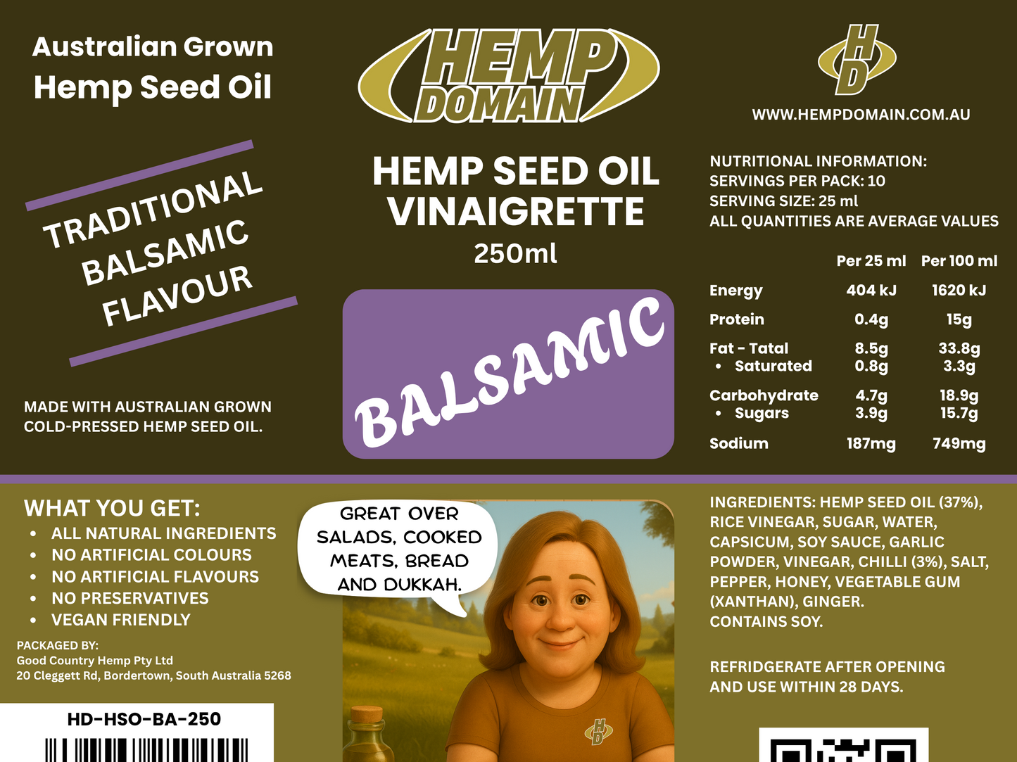 Hemp Domain - Hemp Seed Oil - Balsamic Vinaigrette - 250ml
