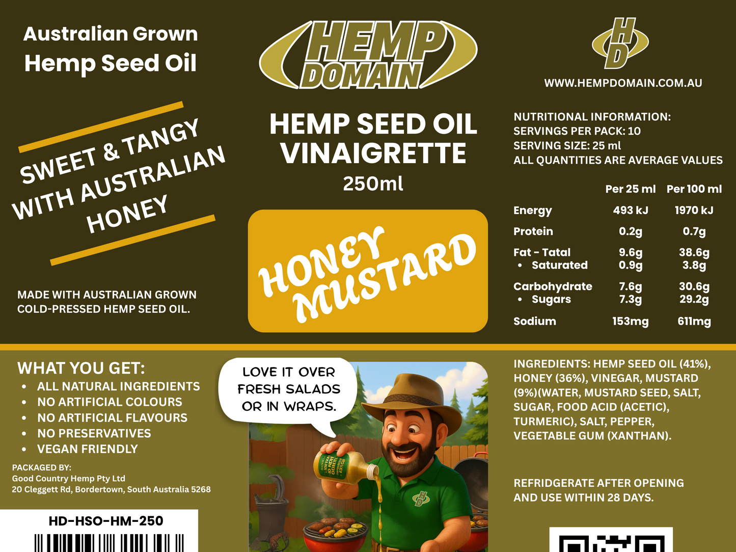 Hemp Domain - Hemp Seed Oil - Honey Mustard Vinaigrette - 250ml