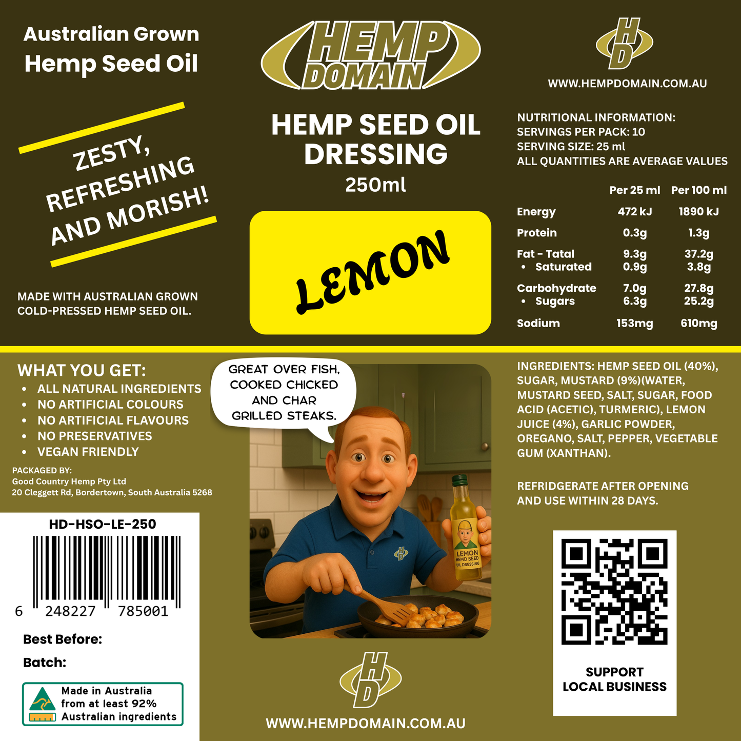 Hemp Domain - Hemp Seed Oil - Lemon Dressing - 250ml