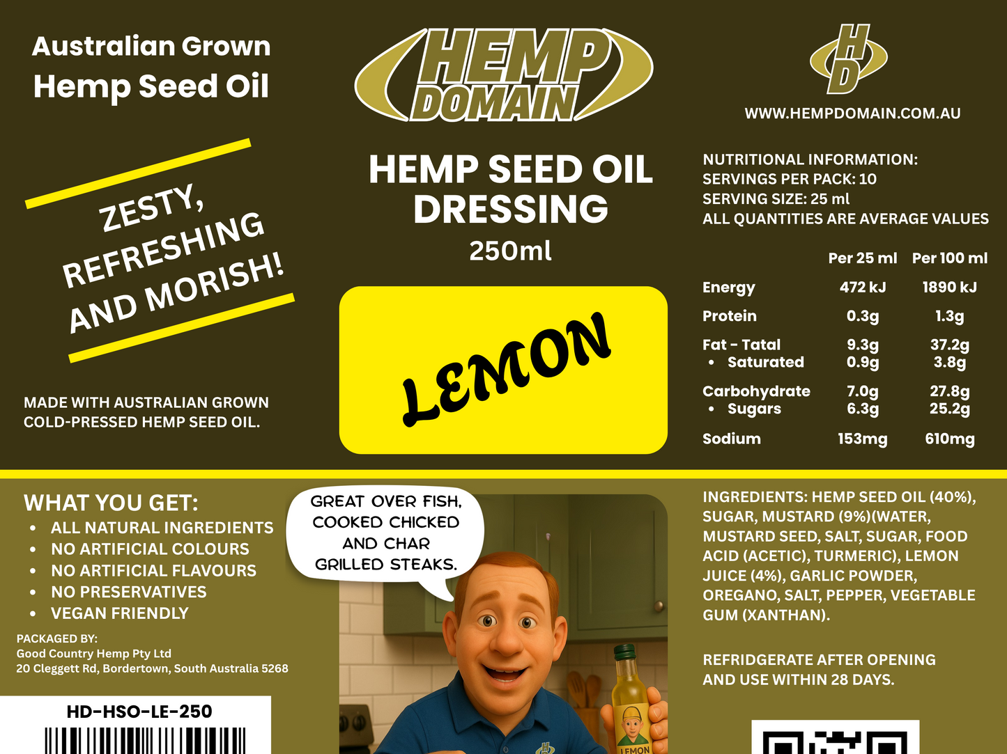Hemp Domain - Hemp Seed Oil - Lemon Dressing - 250ml