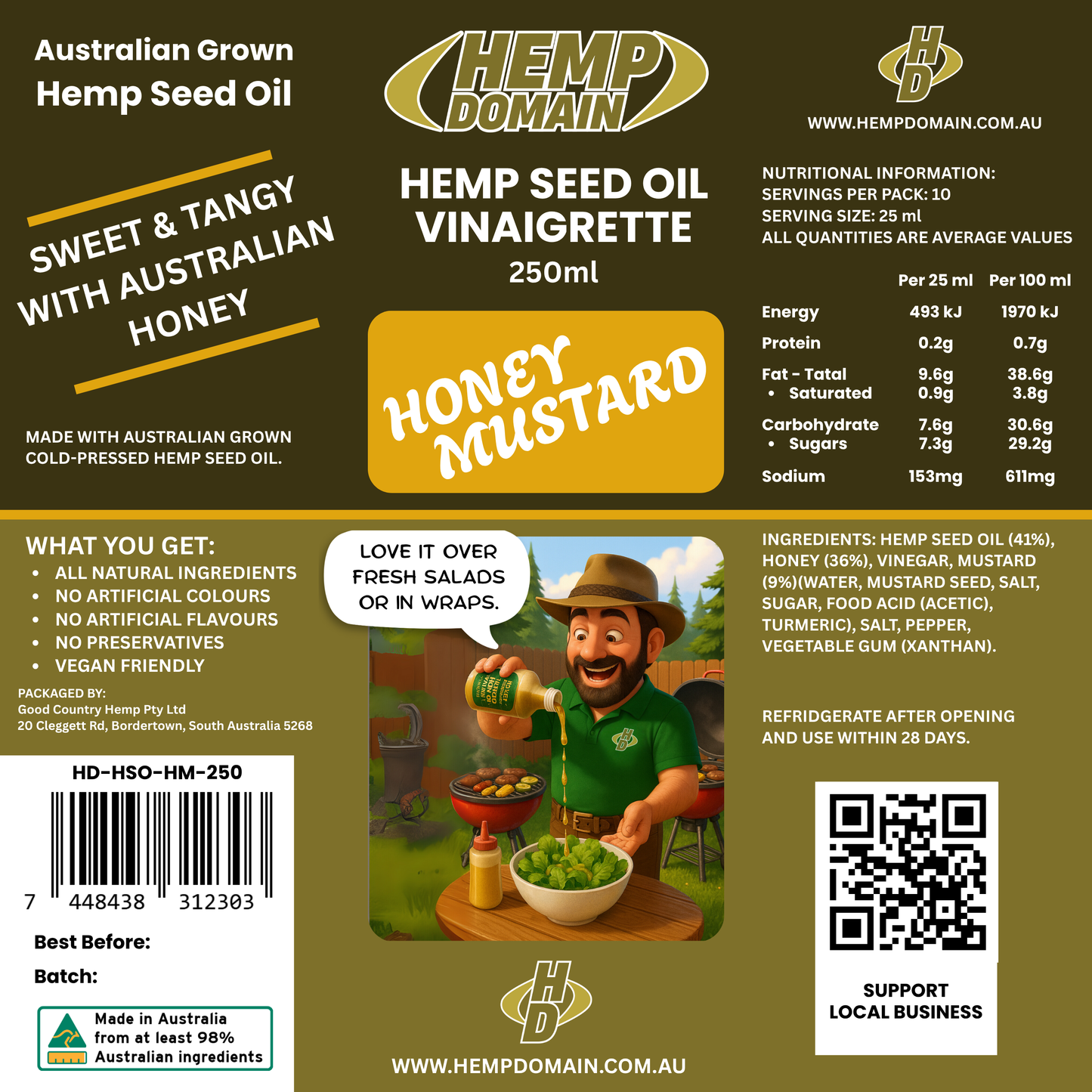 Hemp Domain - Hemp Seed Oil - Honey Mustard Vinaigrette - 250ml